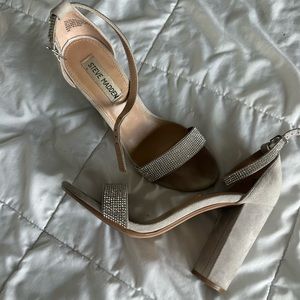 Steve Madden Grey Bejeweled Heels